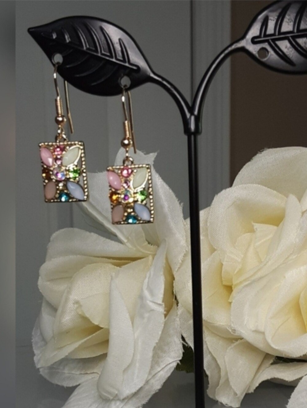 Handmade Colorful Gemstone Earrings Pink Blue
